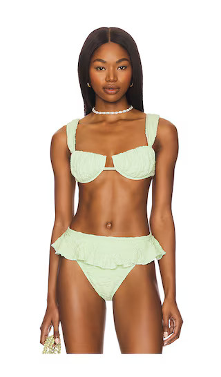 Petal Bella Strap Bikini Top in Avocado Floral Texture | Revolve Clothing (Global)