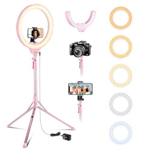 Aureday 14'' Selfie Ring Light with 62'' Tripod Stand and Phone Holder, Dimmable LED Phone Ringlight for Makeup/Video Recording/Photography, Circle Lighting for Cell Phones&Lightweight Cameras | Amazon (US)