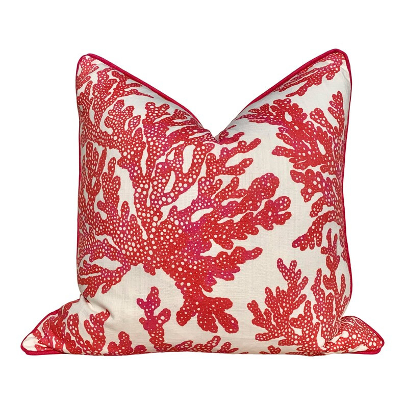 Thibaut Marine Coral Pillow Cover. Lumbar Coastal Pillow in | Etsy | Etsy (US)