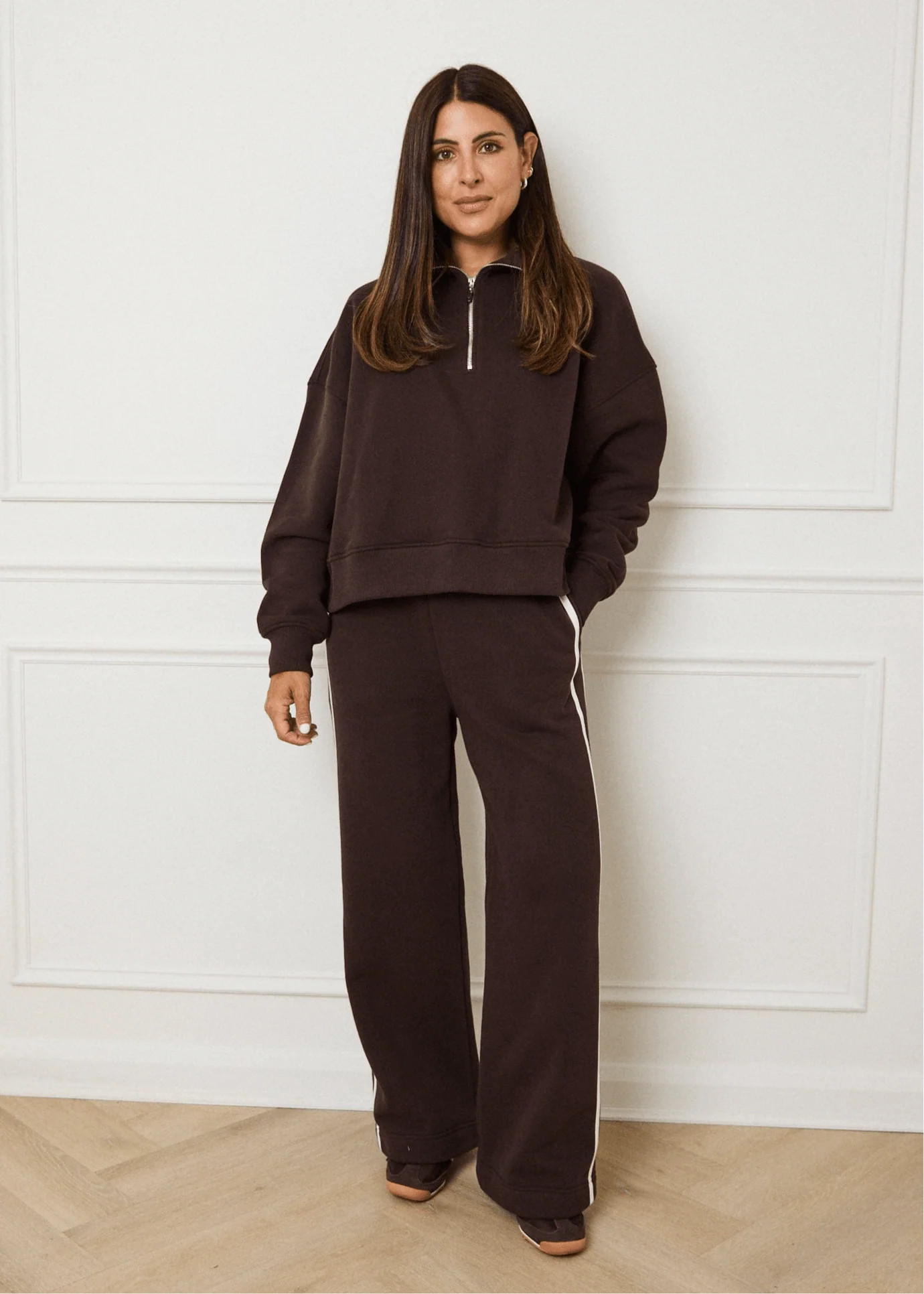 HALF ZIP SWEATSHIRT - BROWN | WAT The Brand