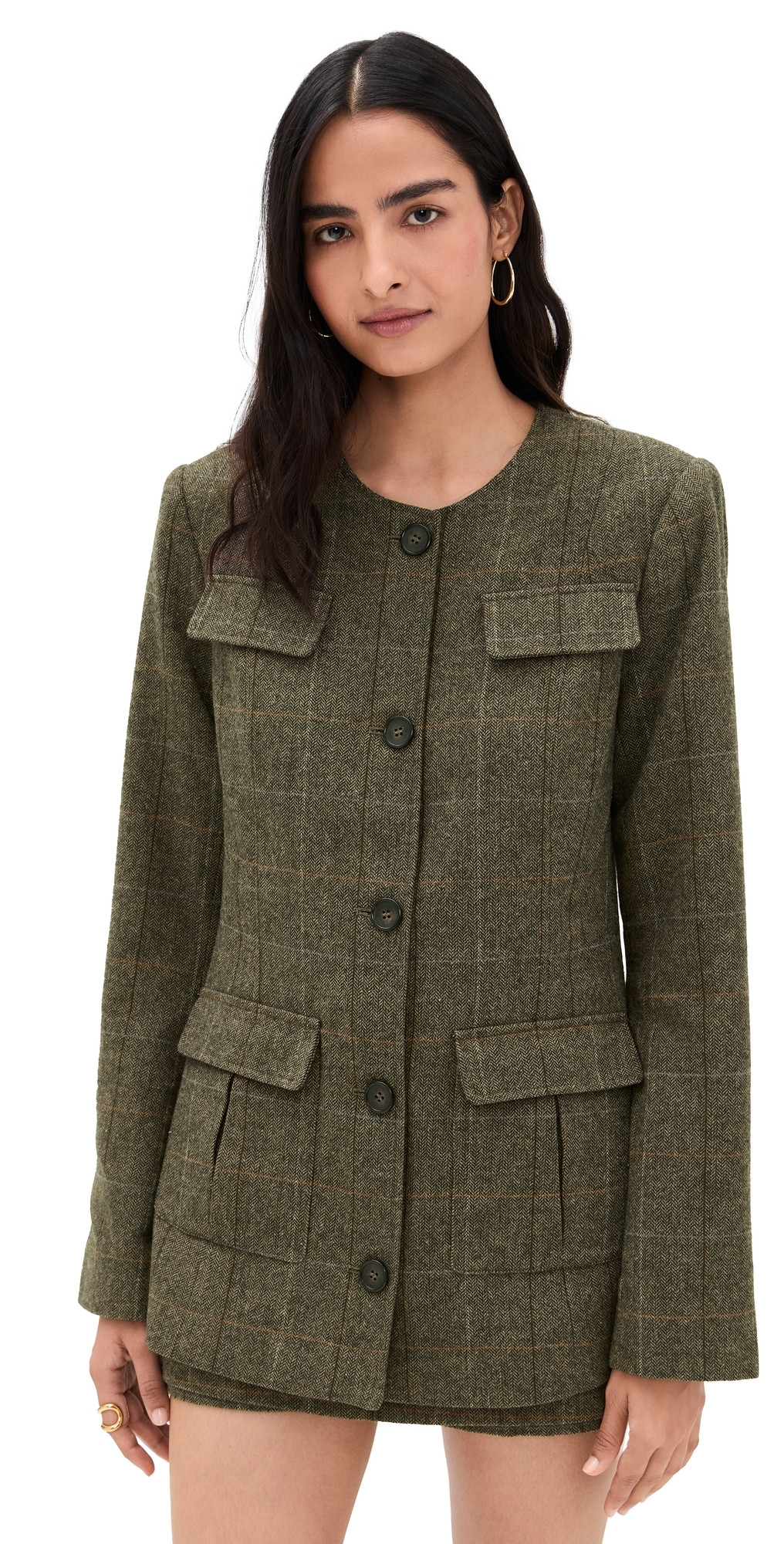 Favorite Daughter The Spencer Jacket Mocha Plaid L | Shopbop