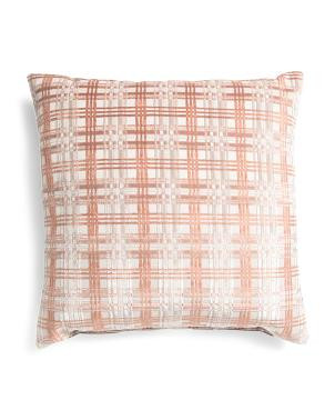 Made In Usa 22x22 Cotati Plaid Cut Velvet Luxury Feather Fill Pillow | TJ Maxx