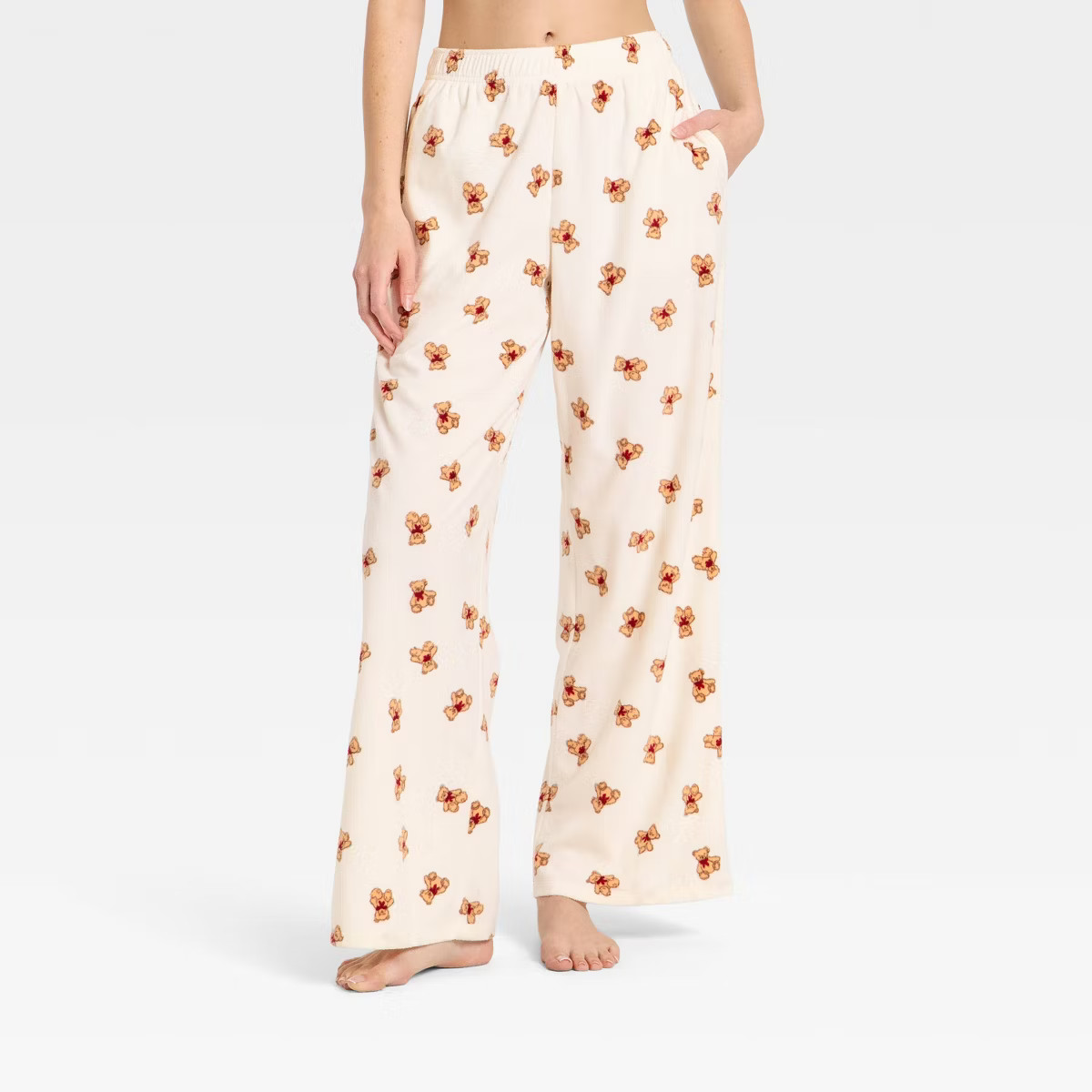Women's Microfleece Pajama Pants - Wild Fable™ Cream Bears XS | Target