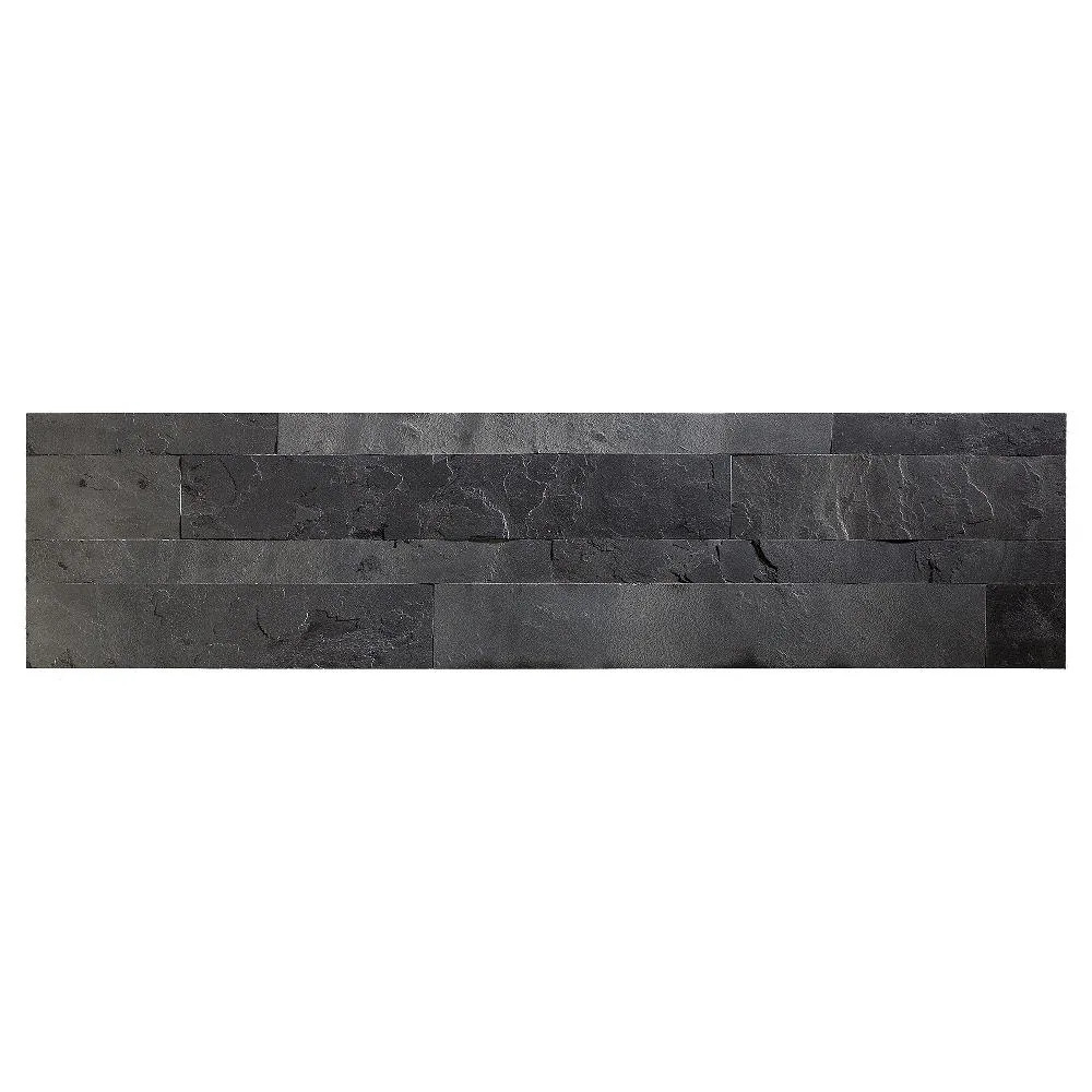 Aspect Stone Peel and Stick Charcoal Slate 6-in x 24-in Matte Natural stone Slate Stone look Peel and stick Wall Tile ( 1-sq ft / Piece ) | A90-82 | Lowe's