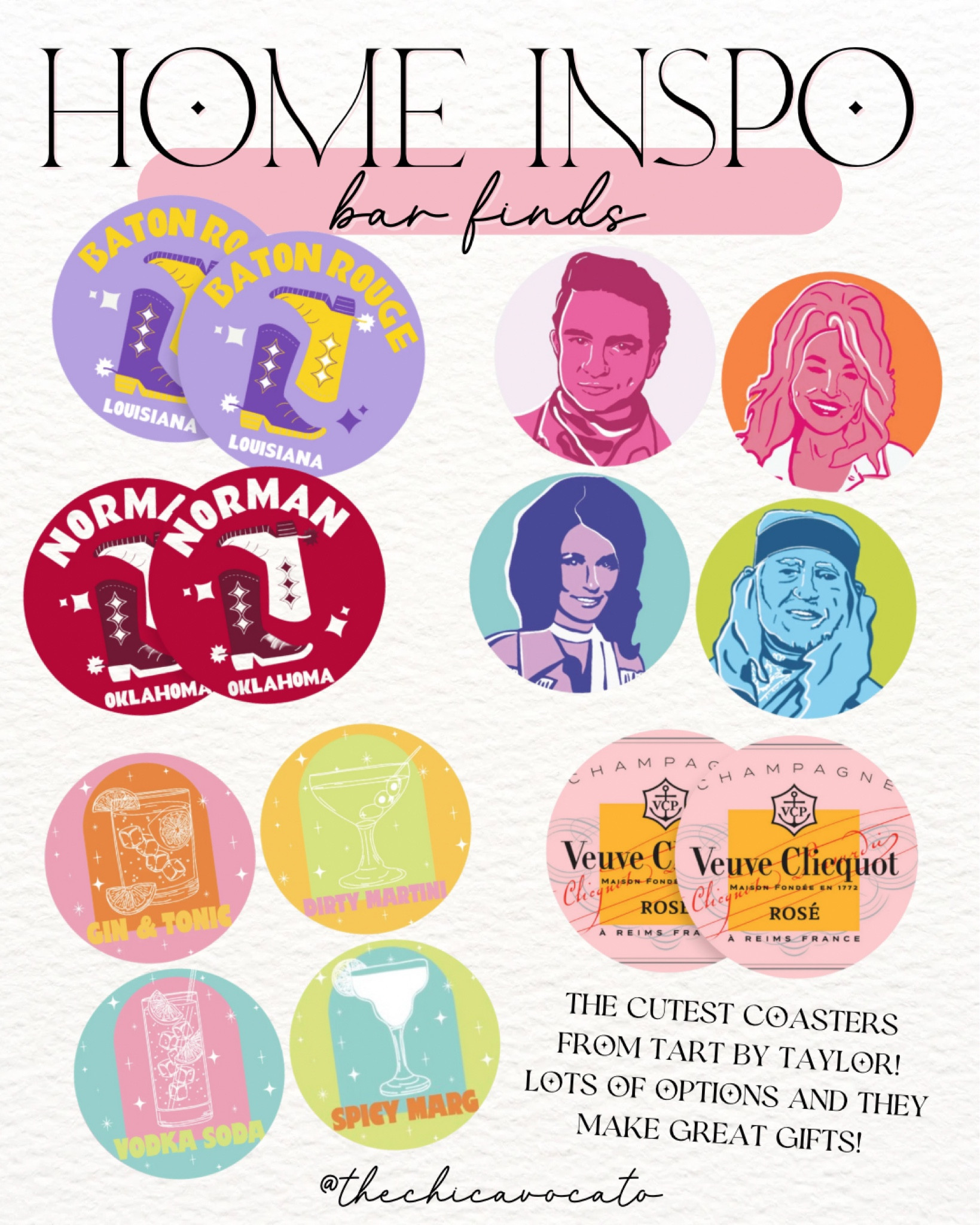 Home Inspo 
Tart by Taylor Coasters 

So many options and they make great affordable and fun gifts!!! Whether it be a housewarming present or a little treat for yourself!! 

#LTKunder50 #LTKSeasonal #LTKhome