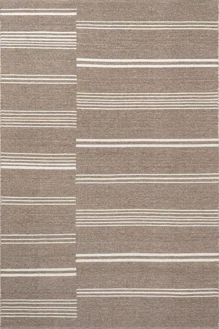 Dark Beige Birchwood Reversible Striped Wool 2' 6" x 8' Area Rug | Rugs USA