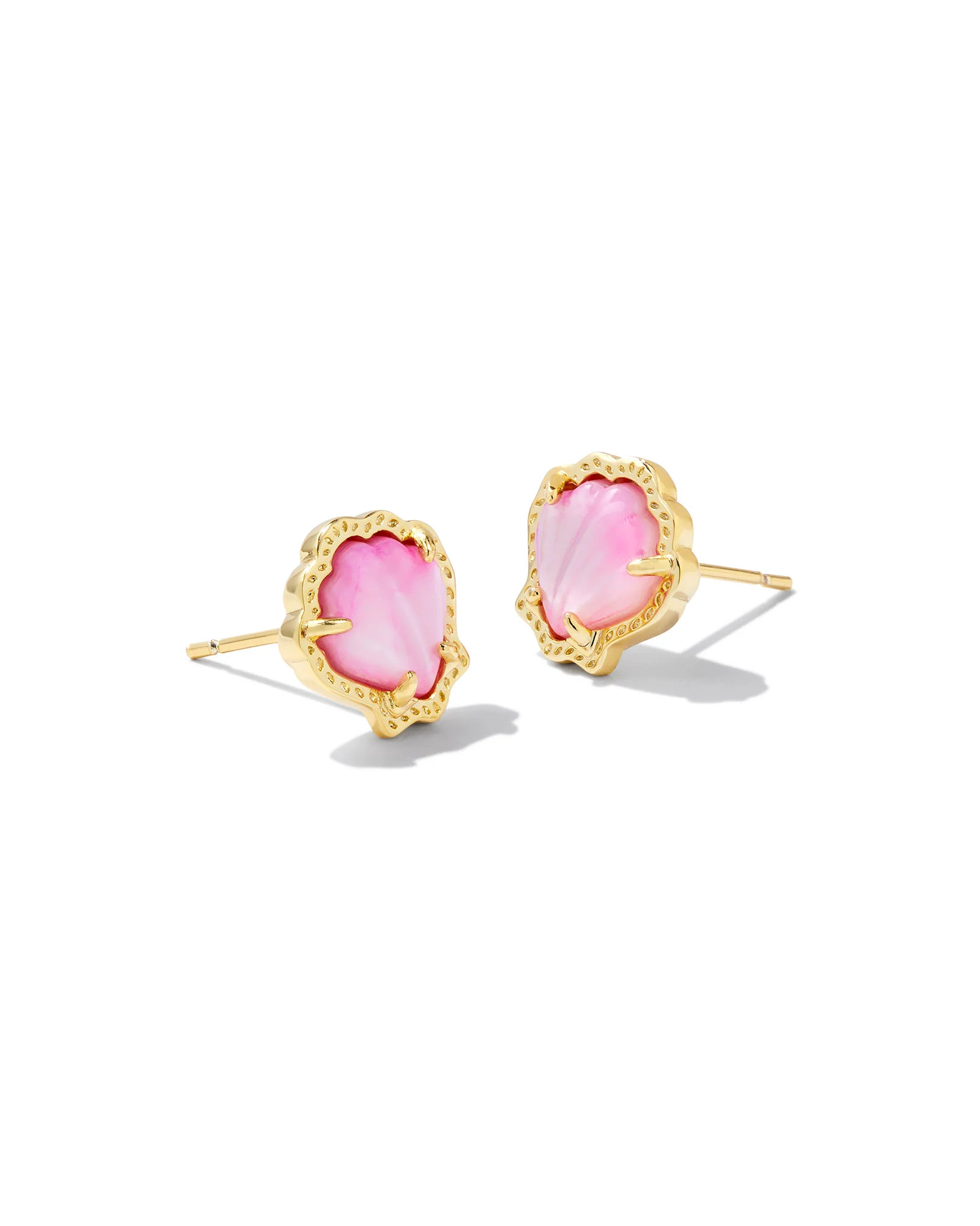 Brynne Gold Shell Stud Earrings in Blush Ivory Mother-of-Pearl | Kendra Scott