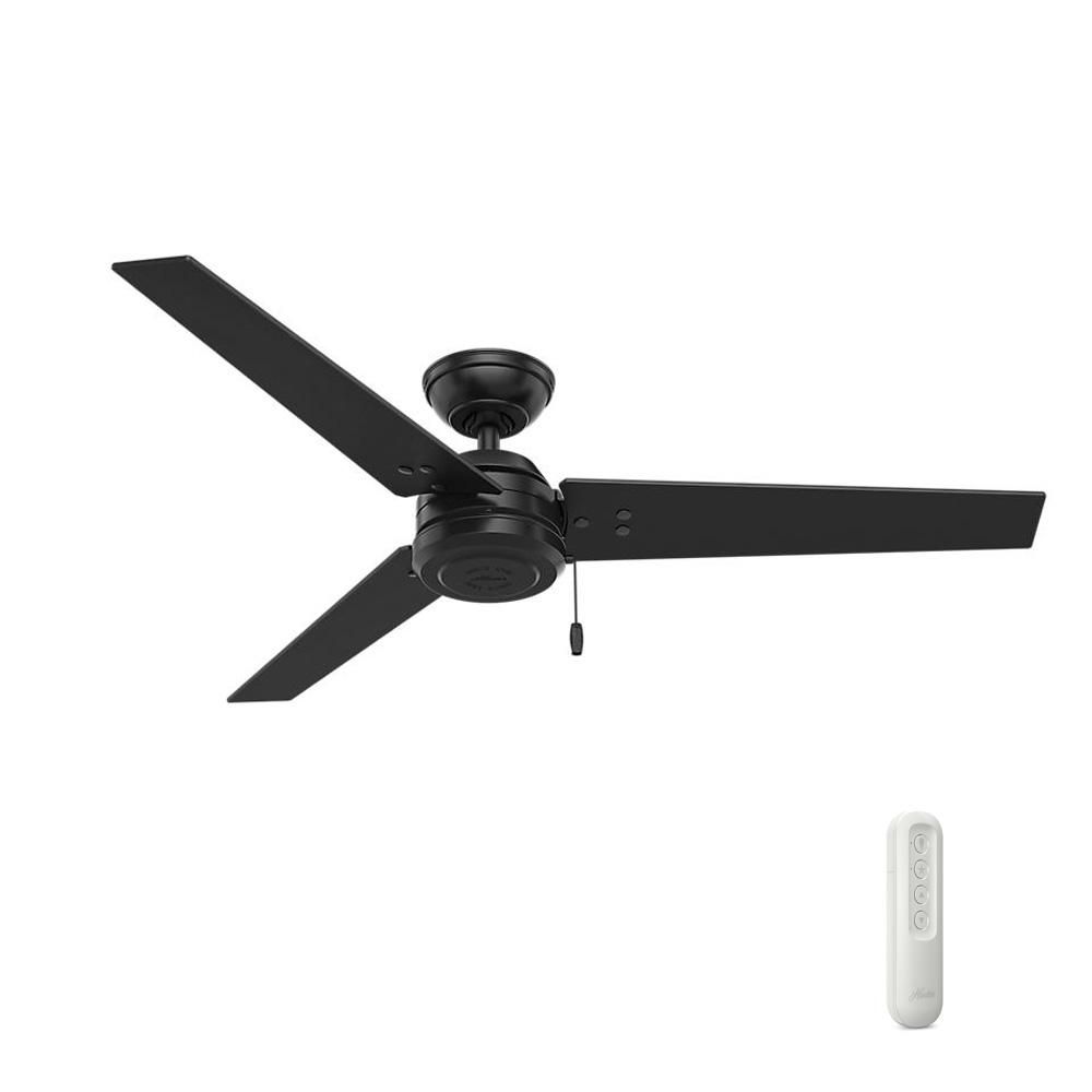 Cassius 52 in. Indoor/Outdoor Matte Black Ceiling Fan bundled with Handheld Remote Control | The Home Depot