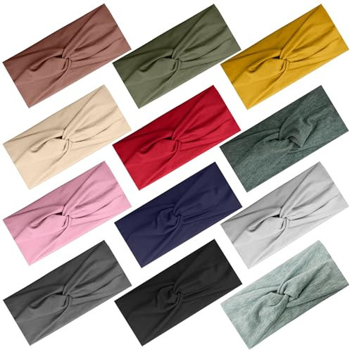 IMYORT 12 Pcs Wide Stretchy Headbands For Women Twist Knotted Headband Set Head Bands For Women’s Hair Band Soft Workout Yoga Accessories | Amazon (US)