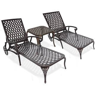 Costway Reclining Metal Outdoor Lounge Chair Chaise Adjustable Back with Wheels Brown (2-Pack)$24... | The Home Depot