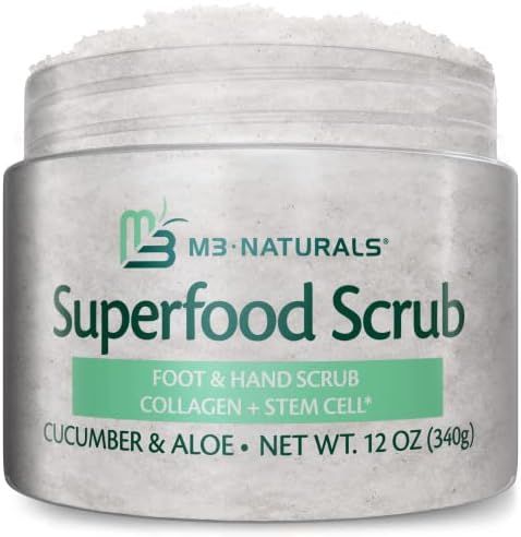M3 Naturals Superfood Exfoliating Body Scrub & Face Scrub Organic Aloe Collagen Shea Butter Stem Cel | Amazon (US)
