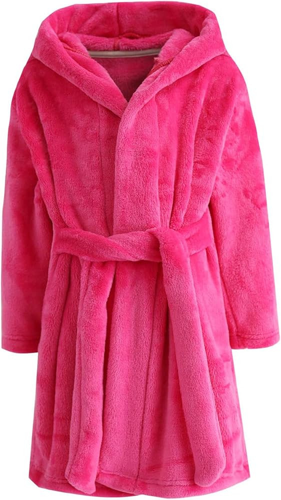 Girls Fleece Hooded Robes, Warm Printed Bath Robe for Kids Soft Fuzzy Bathrobe for Gifts | Amazon (US)