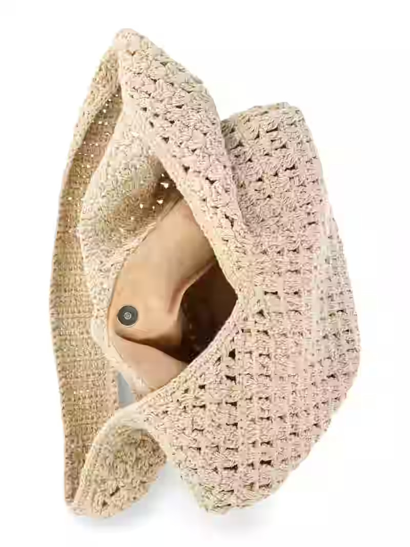 No Boundaries Festival Crochet Hobo Bag, Natural Beaded Fruit, Women's | Walmart (US)