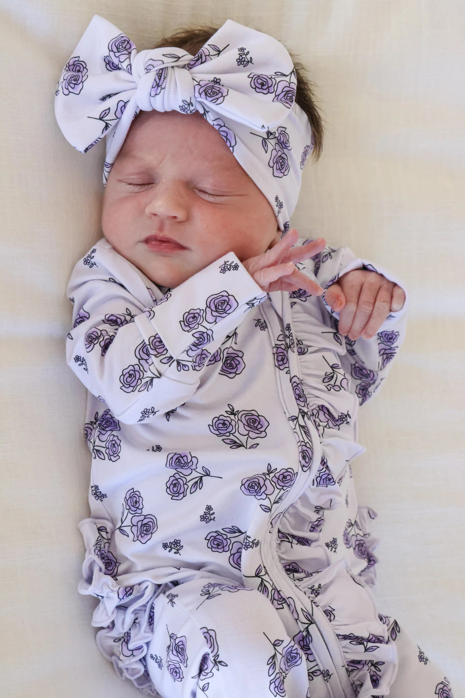 Ruffle Zipper Footie | Amethyst Garden | Caden Lane