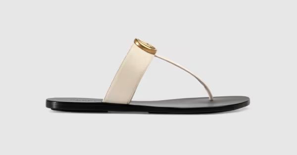 Leather thong sandal with Double G | Gucci (AU)