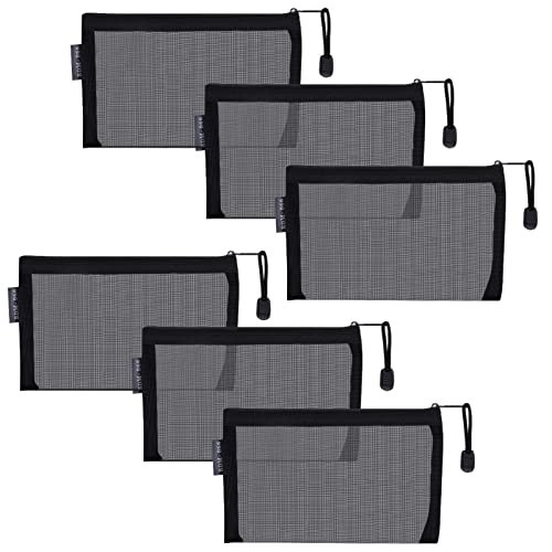 HRX Package Small Mesh Cosmetic Bags with Zipper, 6pcs Black Travel Makeup Pouches Organizer Case for Purse Diaper Bag | Amazon (US)
