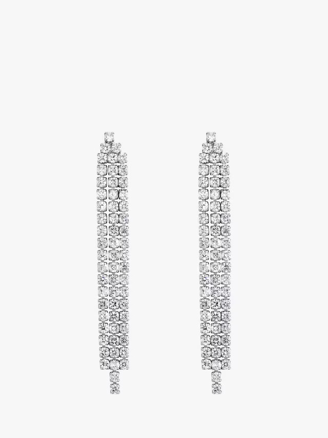 Jon Richard Cubic Zirconia Crystal Drop Earrings, Silver | John Lewis (UK)