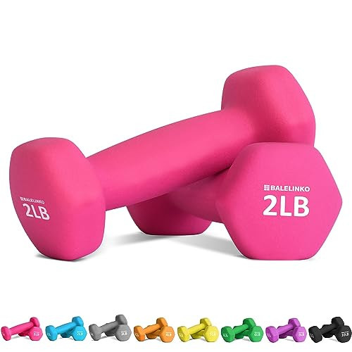 Balelinko Home Gym Equipment Workouts Strength Training Weight Loss Pilates Weights Yoga Sets Free Weights for Women, Men, Seniors and Youth, 2LB Pink, Pair | Amazon (US)