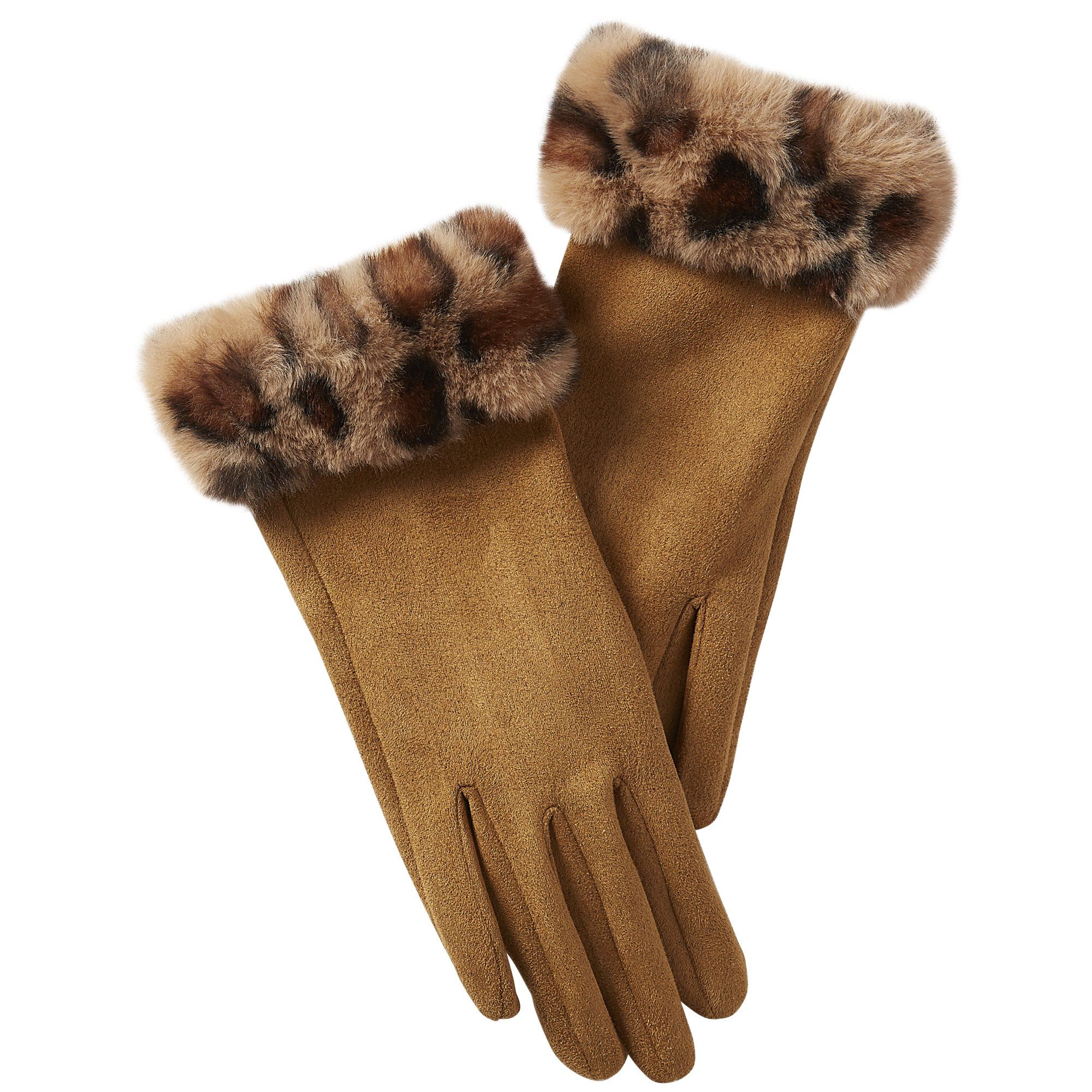 Tickled Pink Tawny Leopard Fuzzy Gloves | Walmart (US)