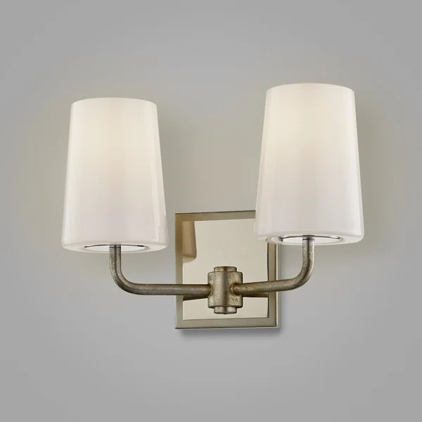 Laurey 2-Light Dimmable Silver Leaf Polished Nickel Vanity Light | Wayfair Professional