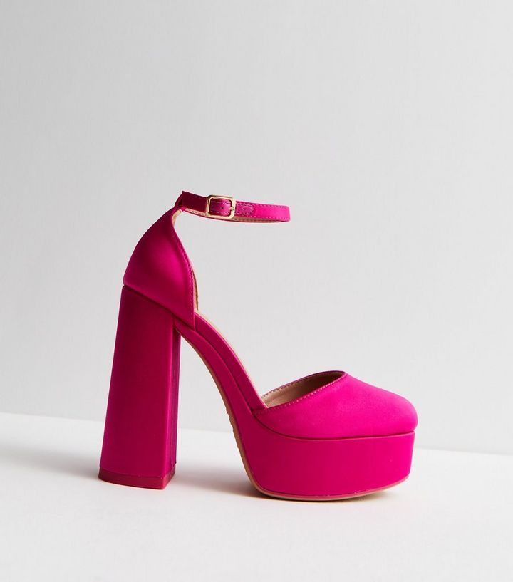 Bright Pink Satin 2 Part Block Heel Platform Sandals
						
						Add to Saved Items
						Remove... | New Look (UK)