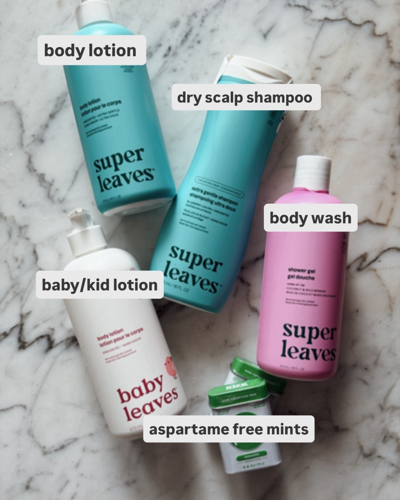 My latest Amazon restock order! All completely clean and toxin free items!

-baby lotion 
-shower gel
-body moisturizer 
-shampoo (dry scalp)
-aspartame free mints 