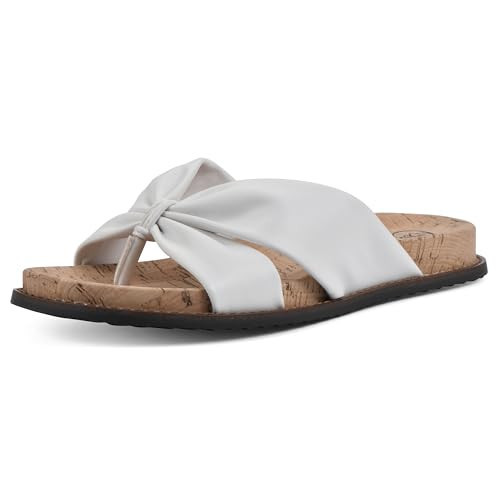 WHITE MOUNTAIN Women's Malanga X-Strap Flat Footbed Sandal, White/Smooth, 6.5 M | Amazon (US)