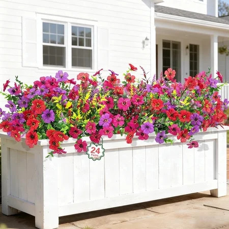AcerichFad 24 Bundles Artificial Fake Flowers Outdoor, Faux Plants for Home Garden Decor, Multicolor | Walmart (US)