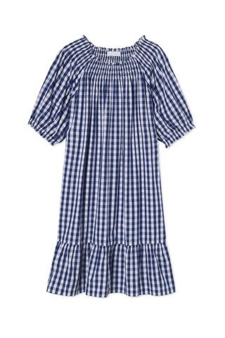 Veranda Dress in Navy Gingham | LAKE Pajamas