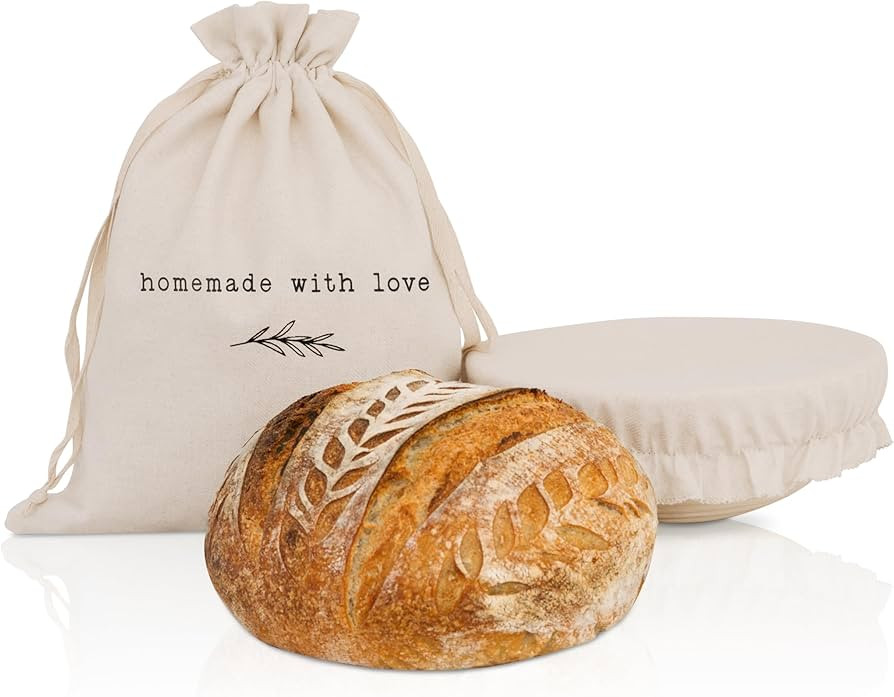 Beautiful Linen Bread Bag and Proofing Cover For Homemade Sourdough Bread - Keeps Your Bread Fres... | Amazon (US)