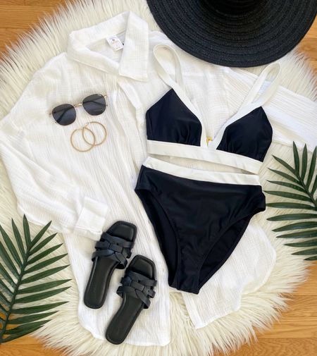 20% off Women’s Swimsuits at Target this week!  How cute is this one!?  Love the black with white trim!  Styled it here with this favorite button down & sandals!  Check out my stories for more on sale! 

#LTKsalealert #LTKswim #LTKstyletip