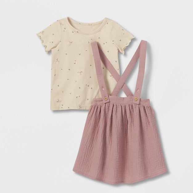 Grayson Collective Toddler Girls' Ribbed Short Sleeve Skirtall Set - Rose | Target
