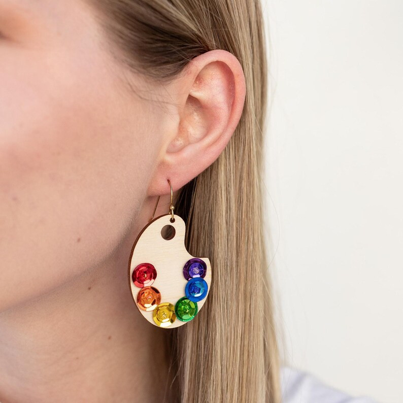 Primary Paint Palette Sequin Earrings - Etsy | Etsy (US)