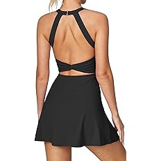 Heathyoga Tennis Dress with Built in Shorts and Bra Athletic Dress for Women Summer Cut Out Twist... | Amazon (US)