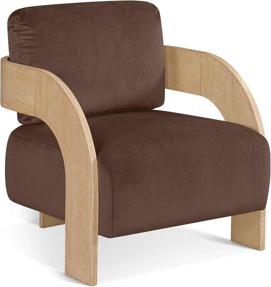 Meridian Furniture 33054Brown Cedra Collection Art Deco Accent Chair with Ultra Luxe 460 GSM Velv... | Amazon (US)