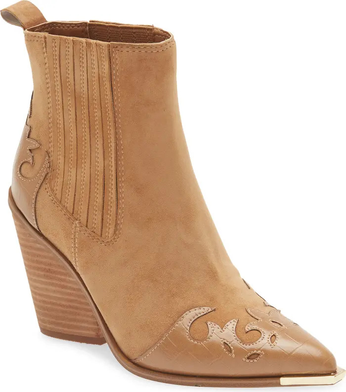 Steve Madden Trim Pointed Toe Western Bootie | Nordstrom | Nordstrom