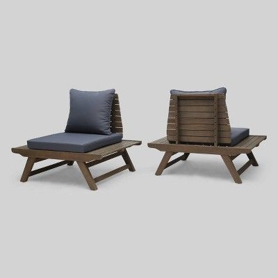 Sedona 2pk Acacia Wood Club Chairs Gray/Dark Gray - Christopher Knight Home | Target