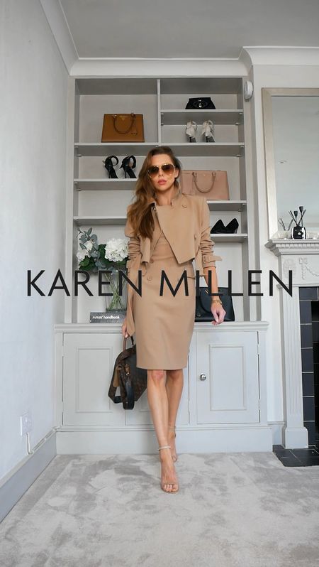 - Tan Karen Millen pencil dress.
- Tan Karen Millen cropped jacket.

Use code LAURA20 for discount.
#MyKM ad.