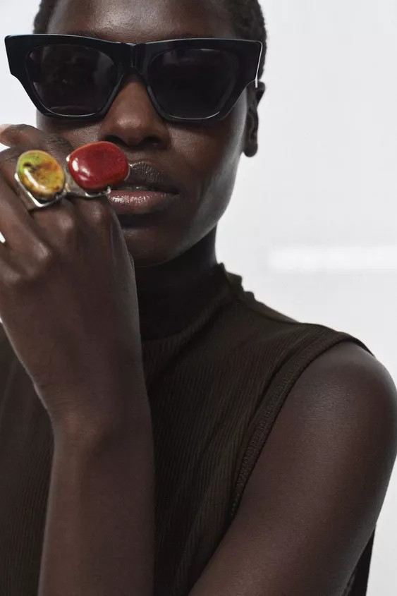 PACK OF 2 MAXI STONE RINGS | Zara Canada