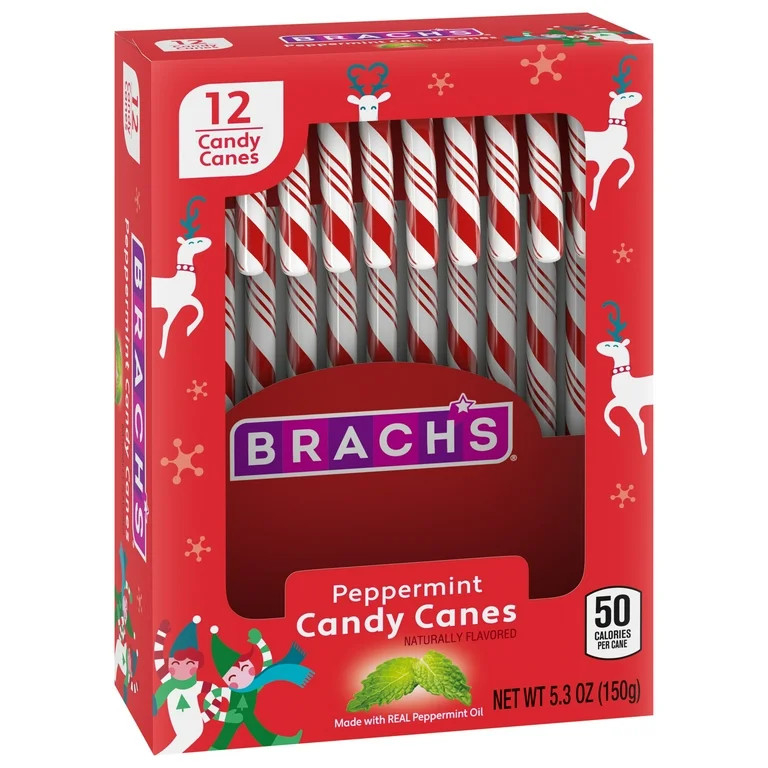 Brach's Peppermint Candy Canes, Holiday Christmas Candy, 12 Ct., 5.3oz | Walmart (US)