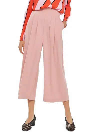 Women's Topshop Ivy Crop Wide Leg Trousers, Size 12 US (fits like 14) - Pink | Nordstrom