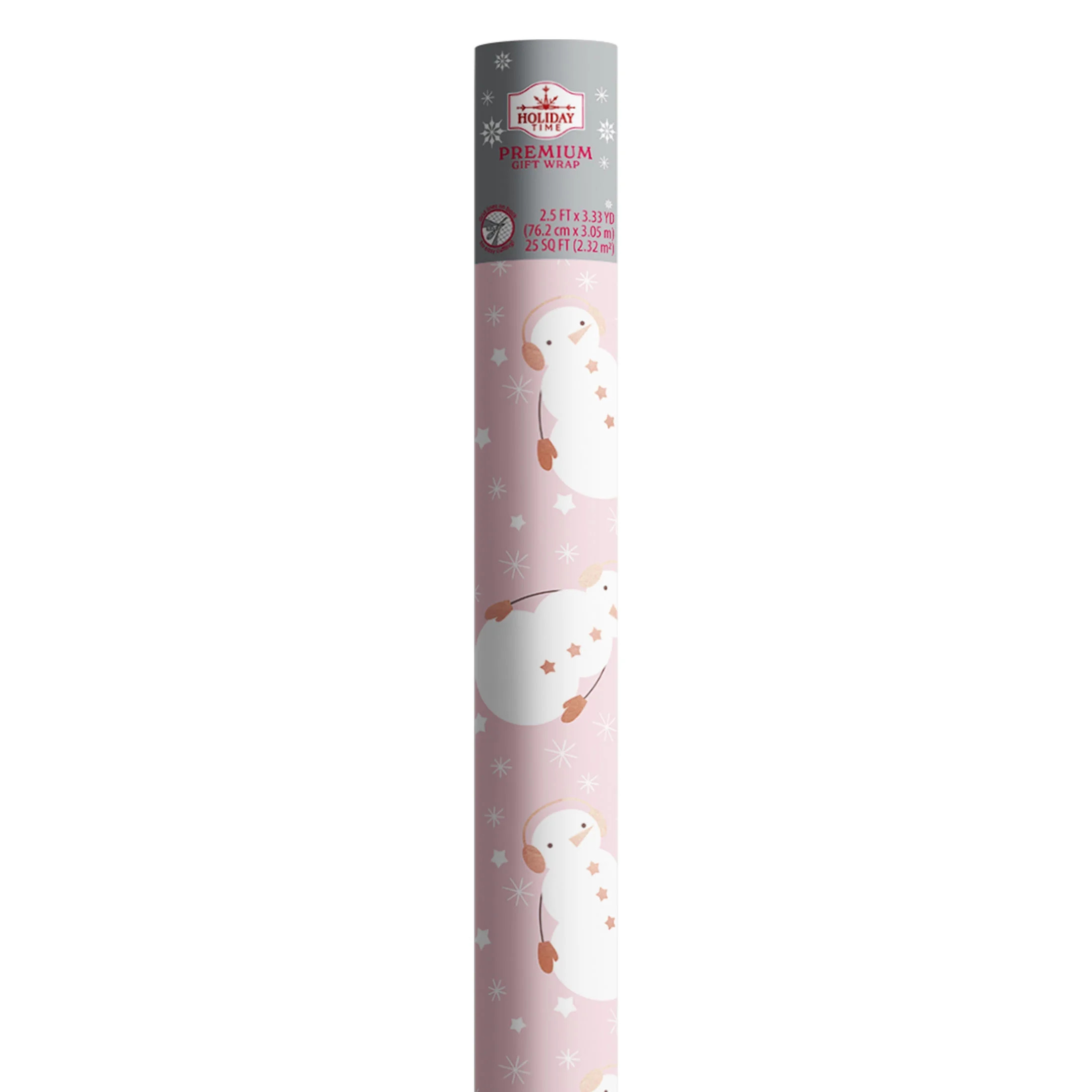 Pink and Rose Gold Premium Foil Snowman Christmas Wrapping Paper, 25 sq ft, by Holiday Time | Walmart (US)