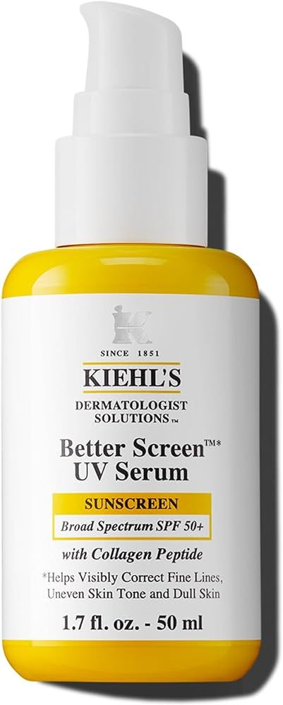 Kiehl's Better Screen UV Serum SPF 50+, Invisible Facial Sunscreen with Collagen Peptide, UV Filt... | Amazon (US)