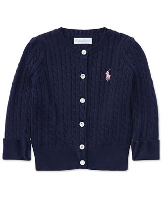 Baby Girls Cable-Knit Cotton Cardigan | Macy's