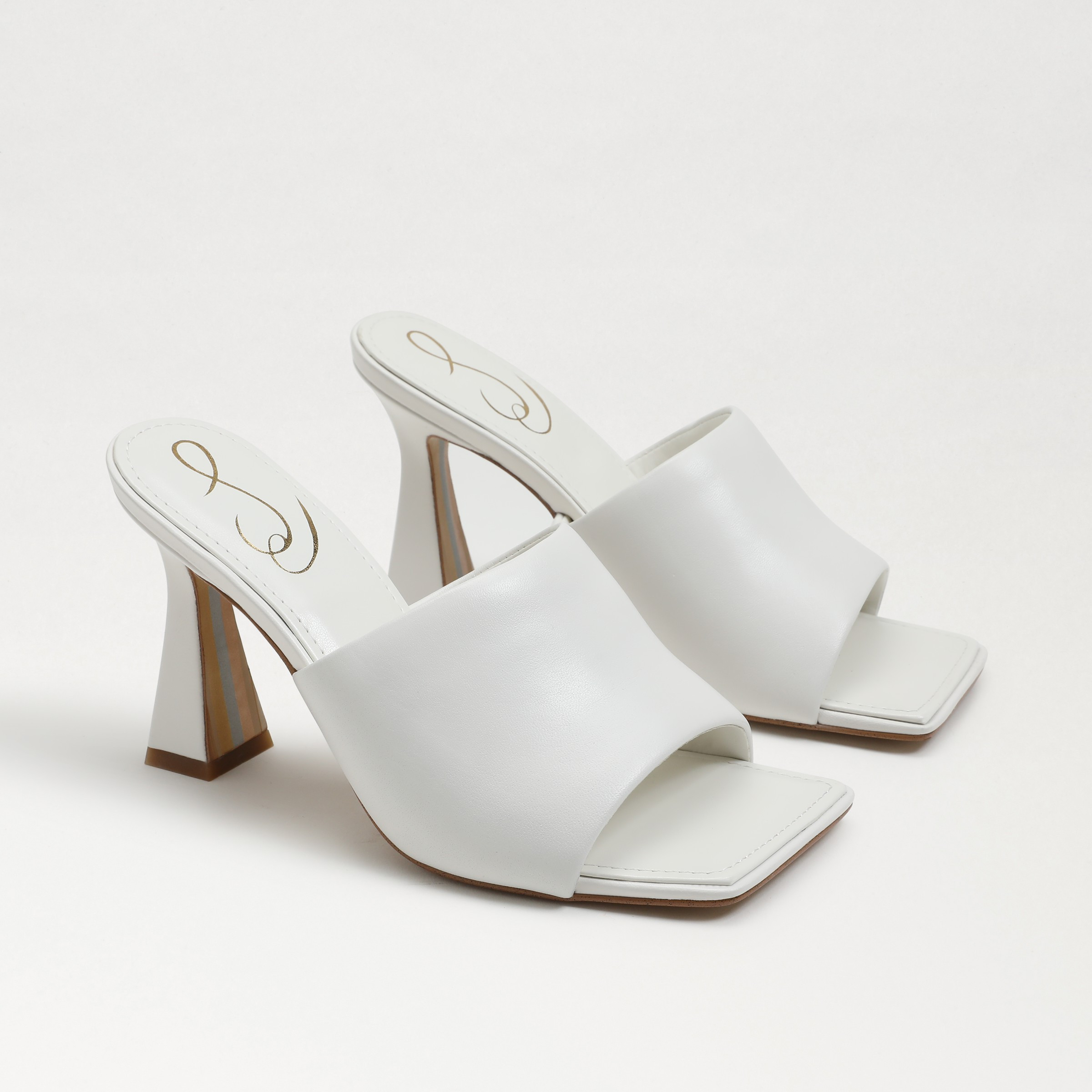 Sam Edelman Carmen Mule Heel Sandal Bright White Leather | Sam Edelman