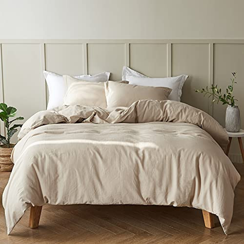 Simple&Opulence French Linen Duvet Cover Set 78" x 86"- 3 Pieces (1 Comforter Cover,2 Pillowcases)- Natural Flax Cotton Blend-Solid Color Breathable Farmhouse Bedding-Linen/Beige, Full | Amazon (US)