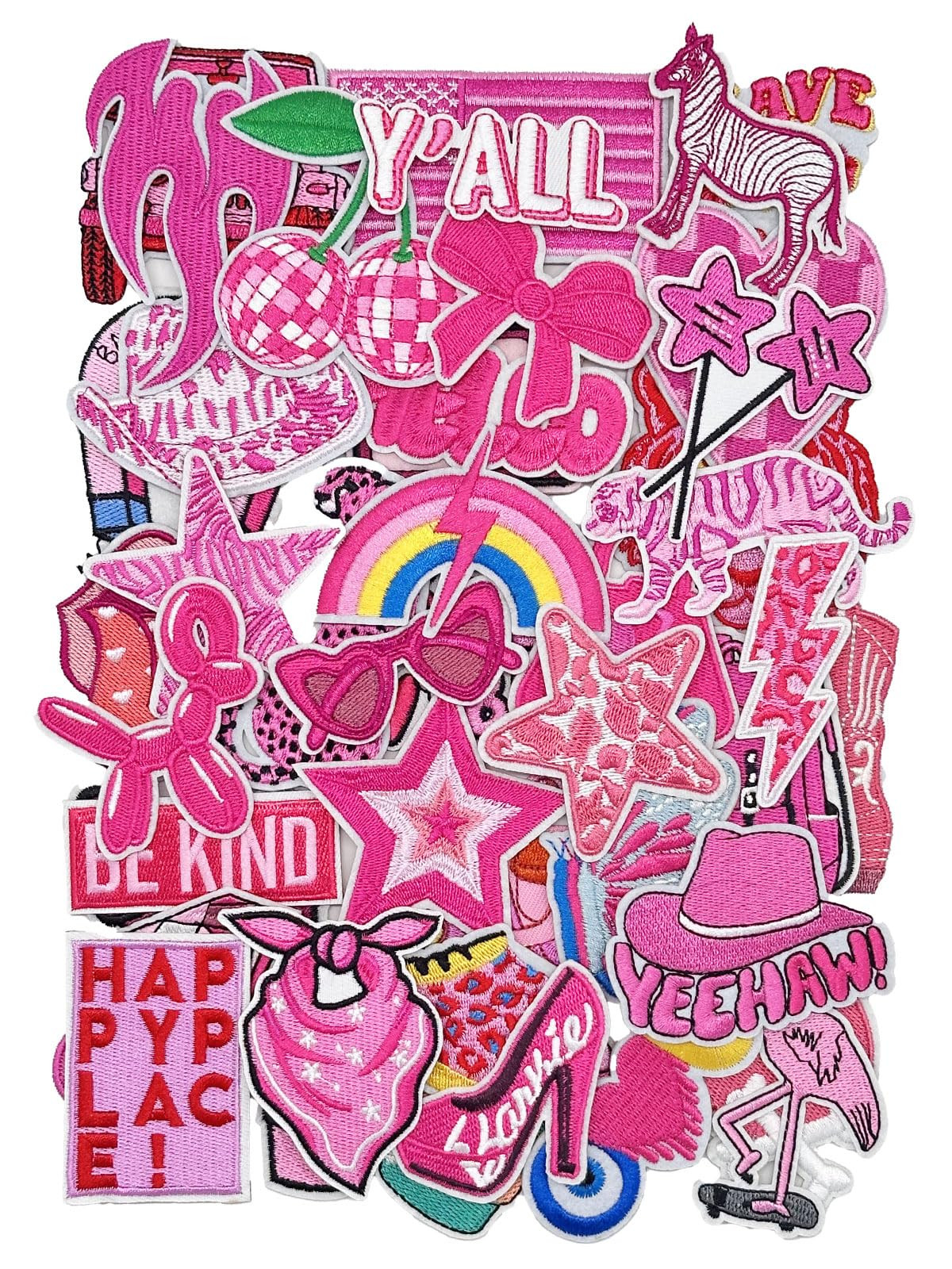Iron On Patches, 45Pcs Pink Preppy Western Cow Girls Iron On Patches for Hats Clothes Backpackes ... | Amazon (US)