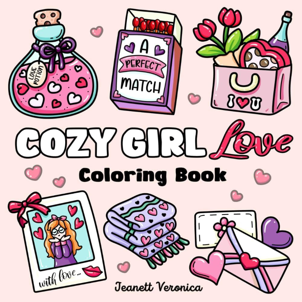 Cozy Girl Love Coloring Book: Bold and Easy Valentine's Day Inspired Designs for Adults & Teens. ... | Amazon (US)