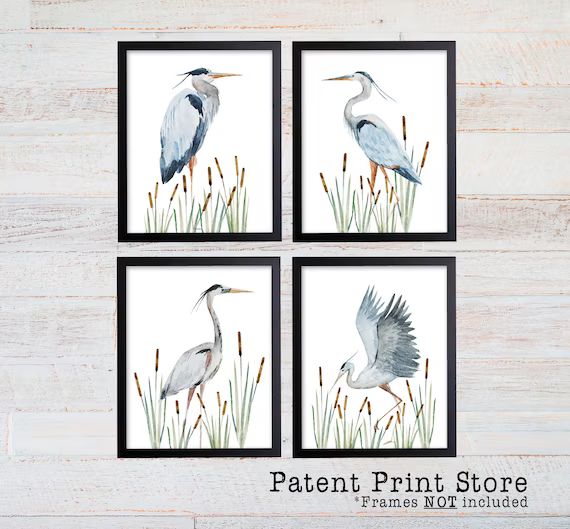 Watercolor Heron Print Set. Bird Prints. Heron Art Prints. | Etsy | Etsy (US)