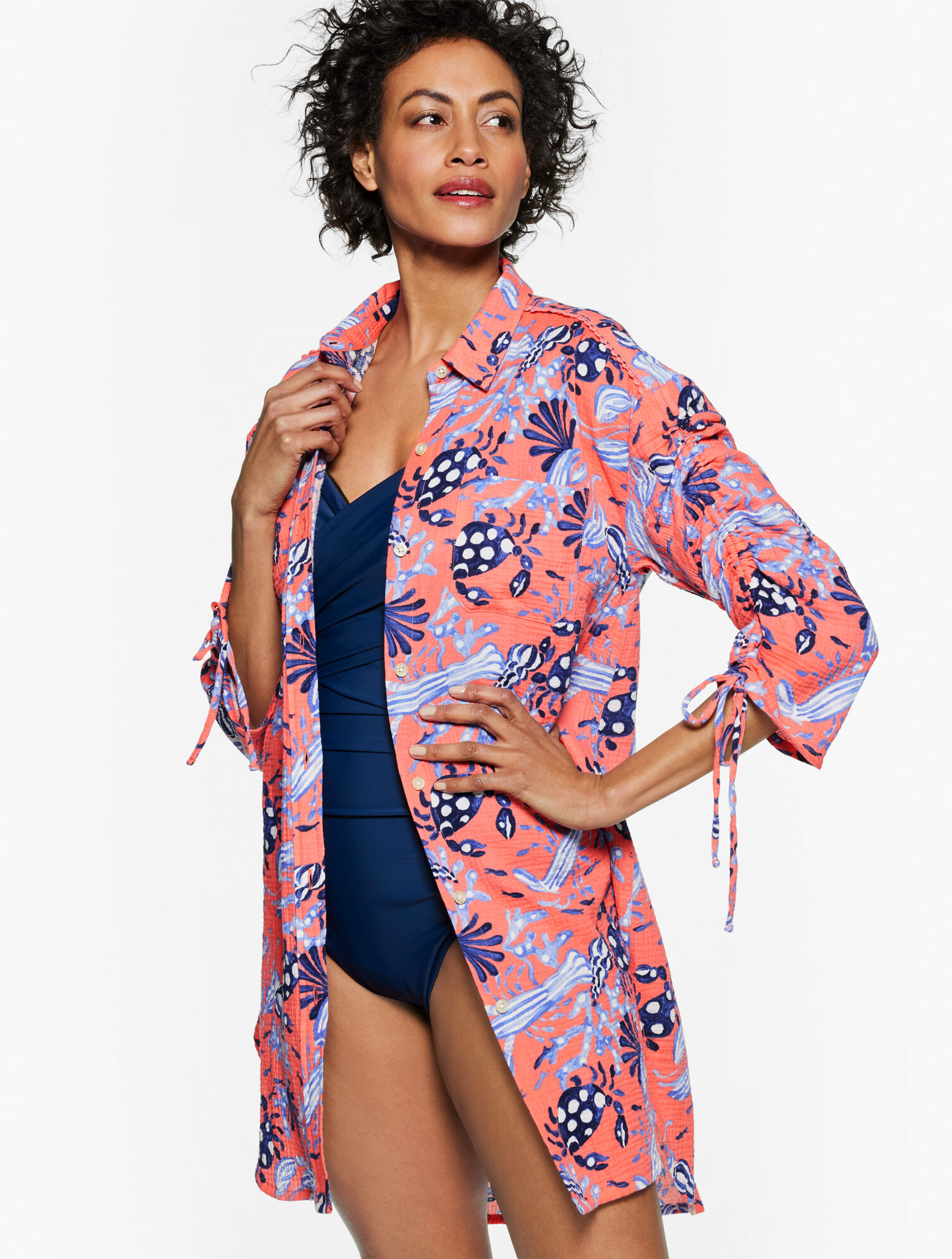 Crinkle Gauze Cover-Up Shirt | Talbots